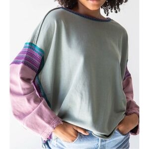 Natural Life Knit Trim Colorway Sweatshirt Size Large